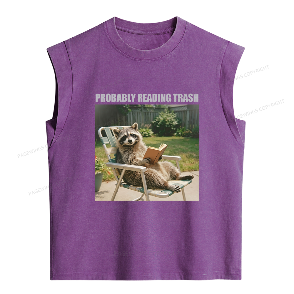 Pagewings Probably Reading Trash Women's Washed Tank Top