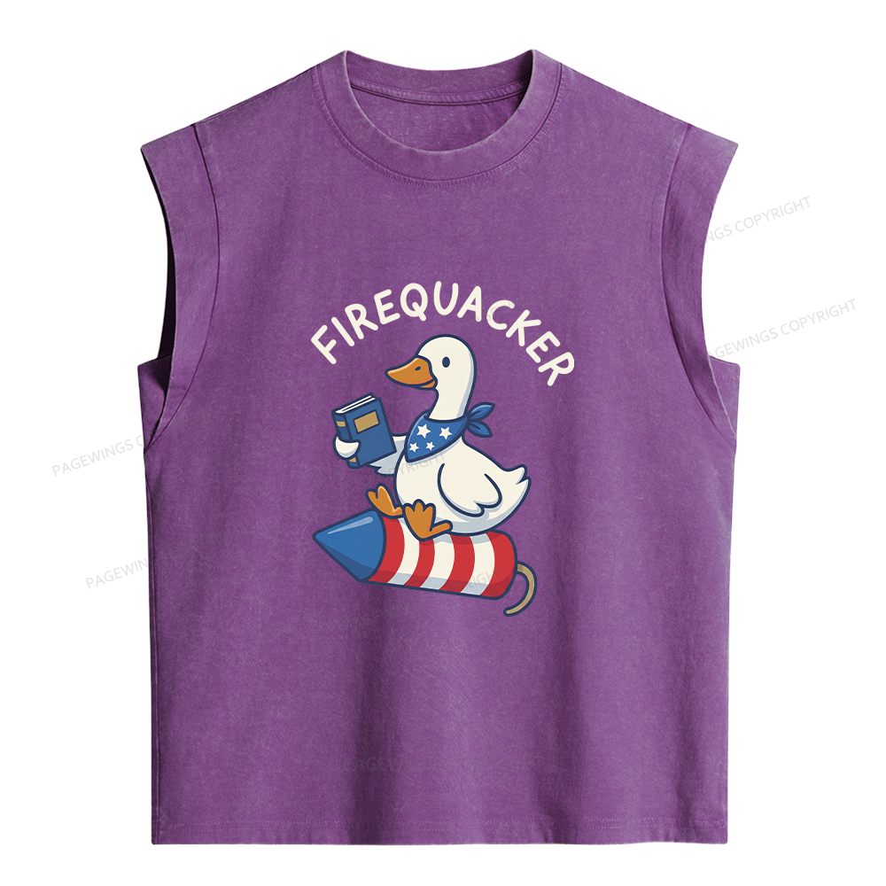 Pagewings Silly Goose 4th of July Women's Washed Tank Top