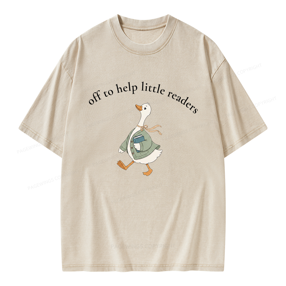 Pagewings Off To Help Little Readers Unisex Washed T-shirt
