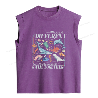 Pagewings We All Swim Together Women's Washed Tank Top