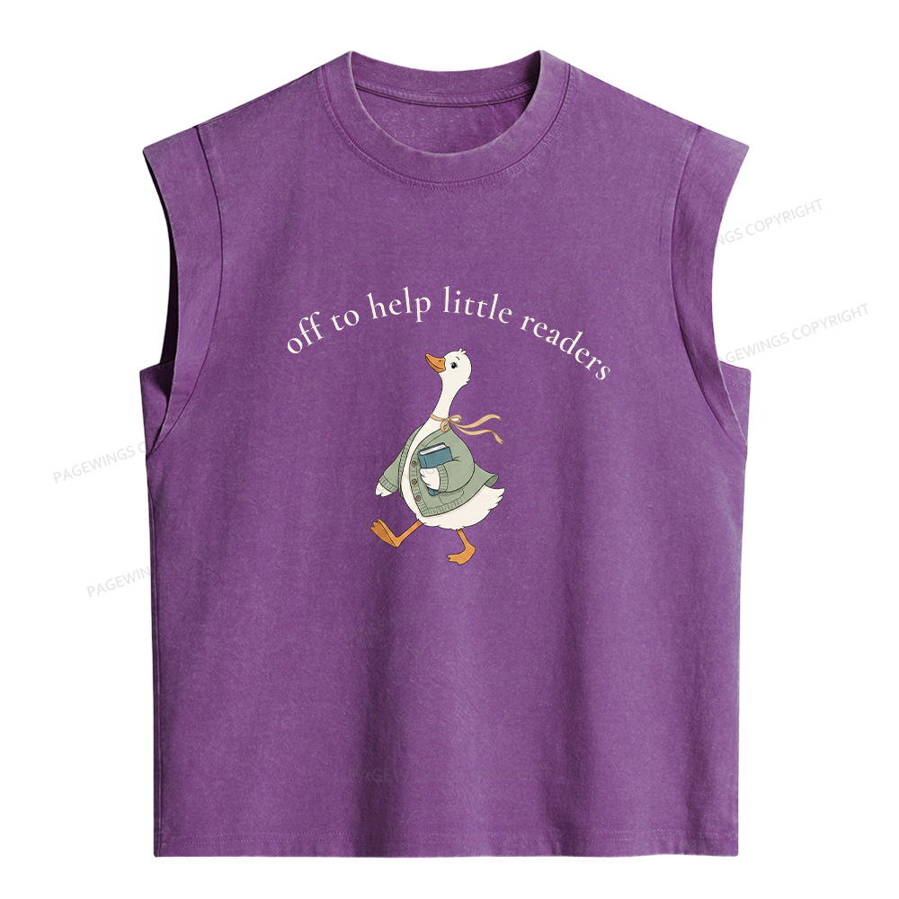 Pagewings Off To Help Little Readers Goose Women's Washed Tank Top