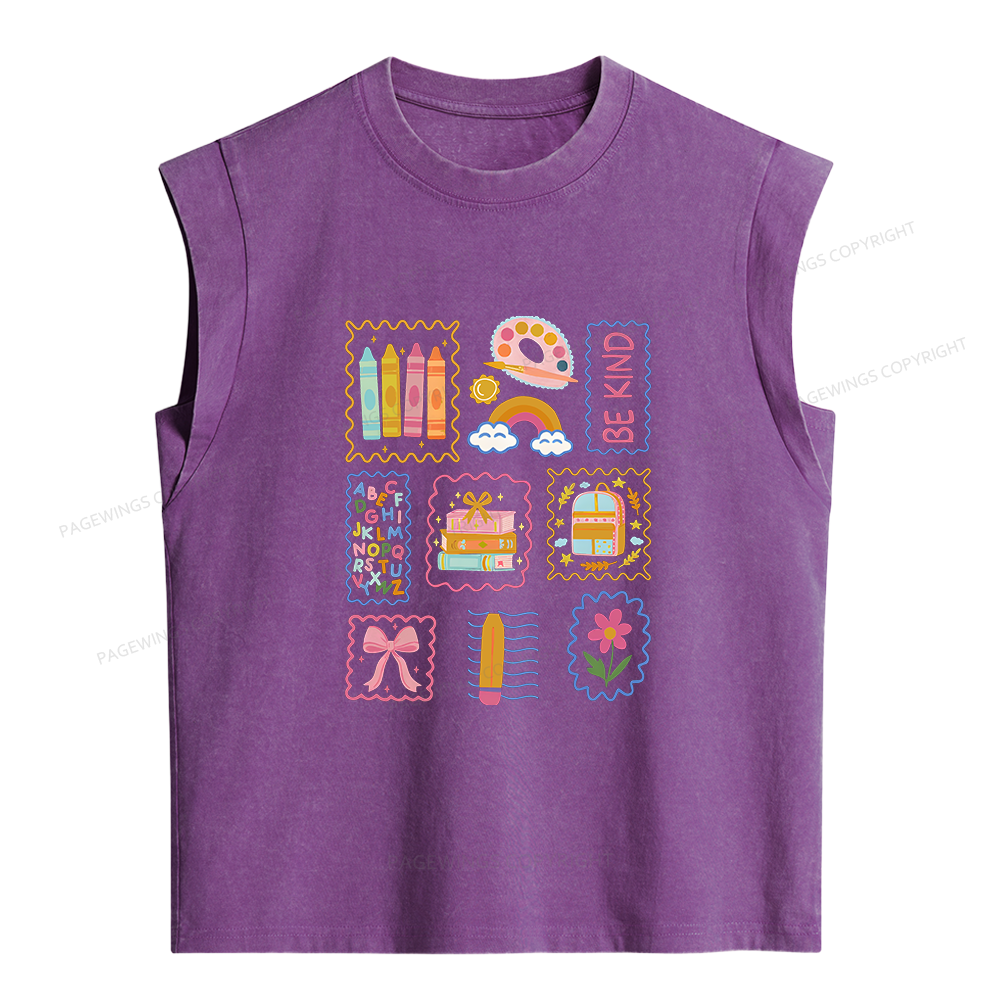 Pagewings Cute Be Kind Women's Washed Tank Top