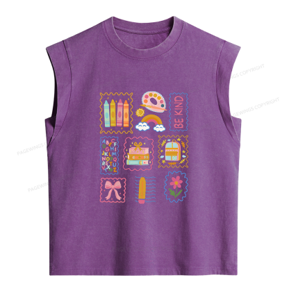 Pagewings Cute Be Kind Women's Washed Tank Top