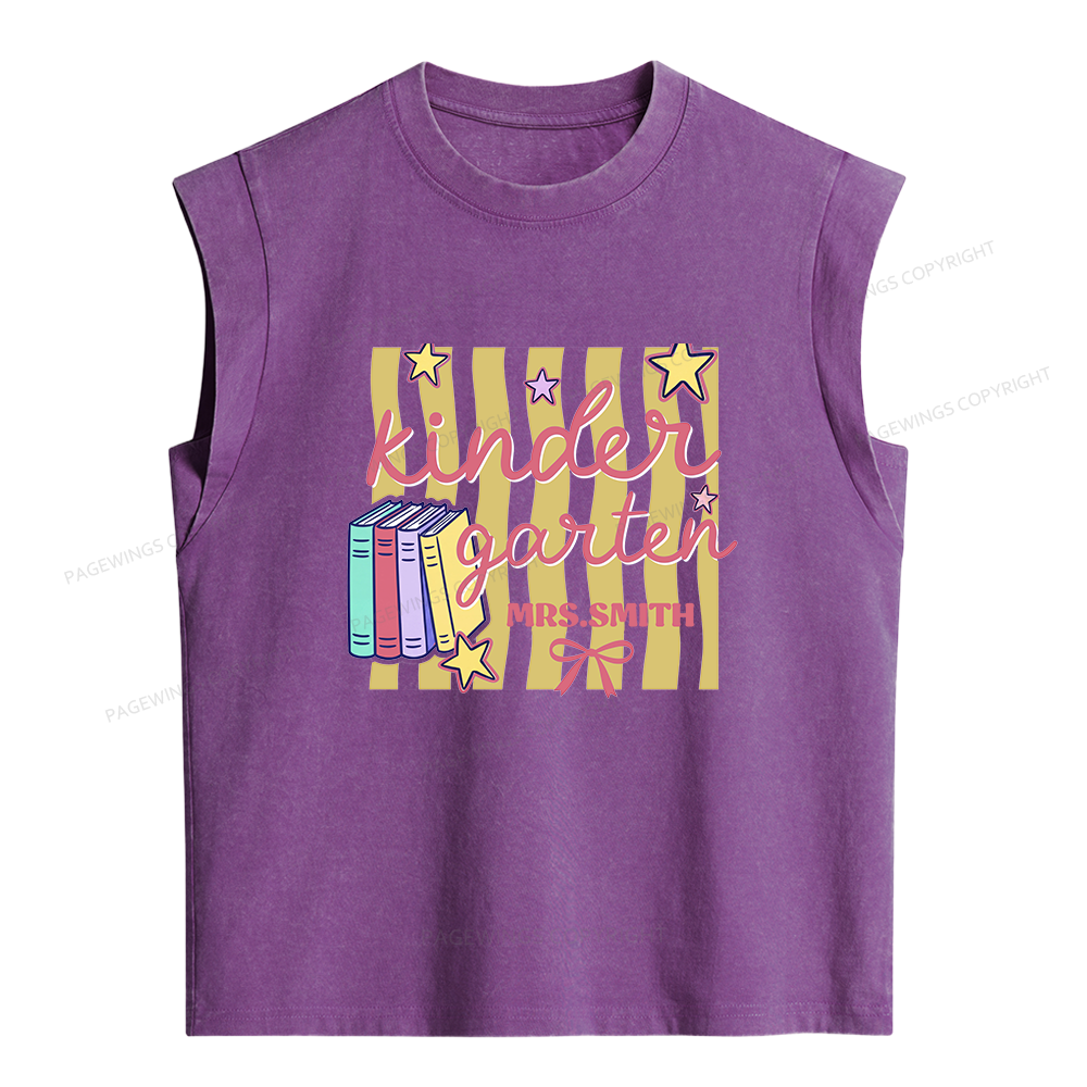 Pagewings Personalized Kindergarten Teacher Women's Washed Tank Top