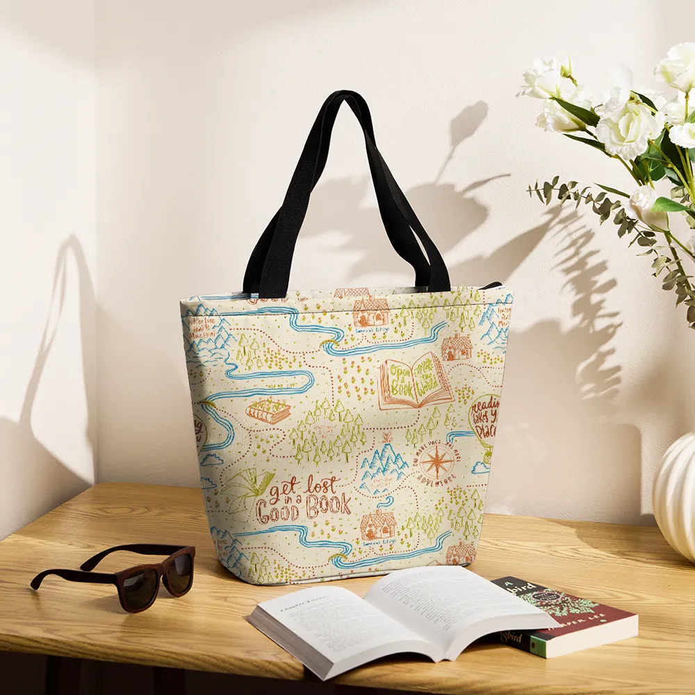 Pagewings Get Lost In A Good Book Large Zippered Tote Bag