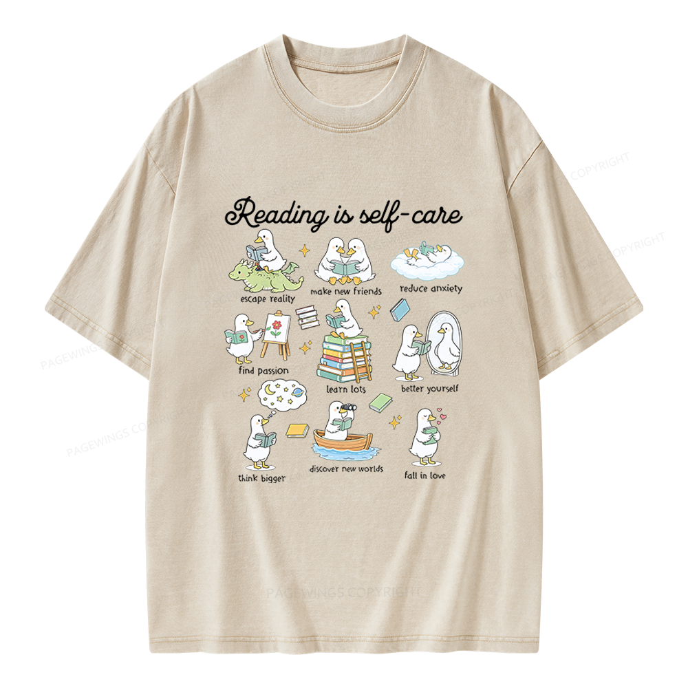 Pagewings Reading Is Self Care Unisex Washed T-shirt