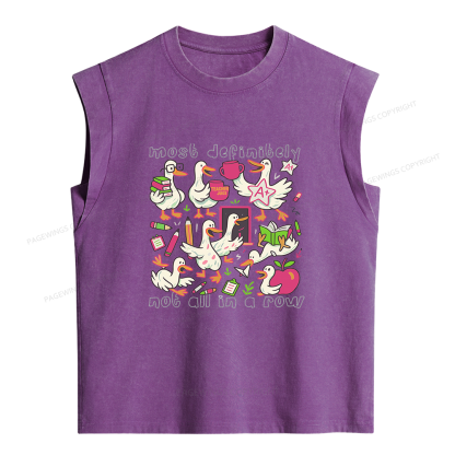 Pagewings Funny Goose Back to School Women's Washed Tank Top