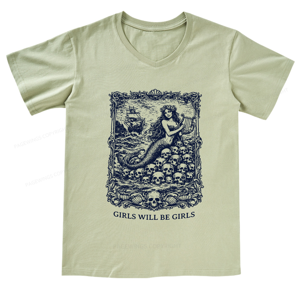 Pagewings Girls Will Be Girls V-neck T-shirt