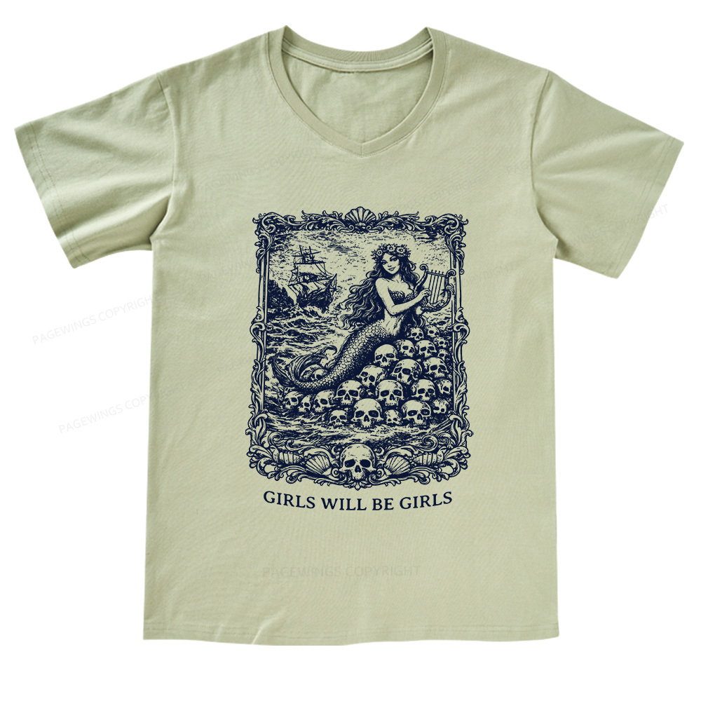 Pagewings Girls Will Be Girls V-neck T-shirt