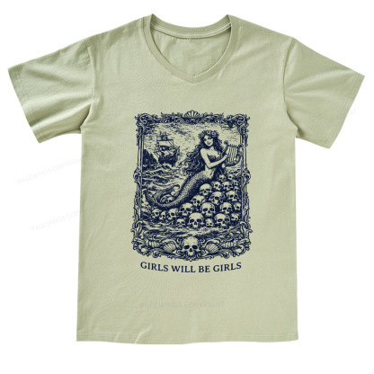 Pagewings Girls Will Be Girls V-neck T-shirt