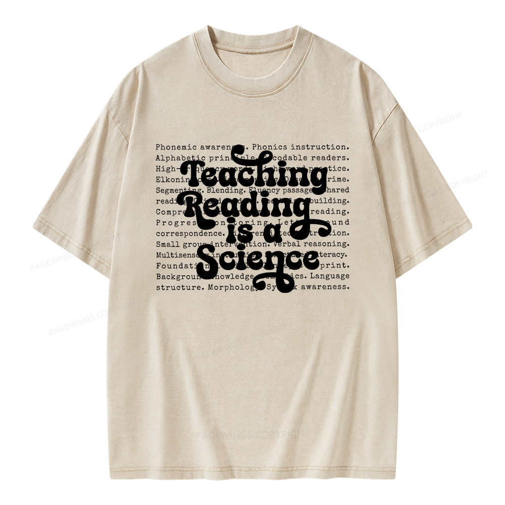 Pagewings Science of Reading Literacy Unisex Washed T-shirt