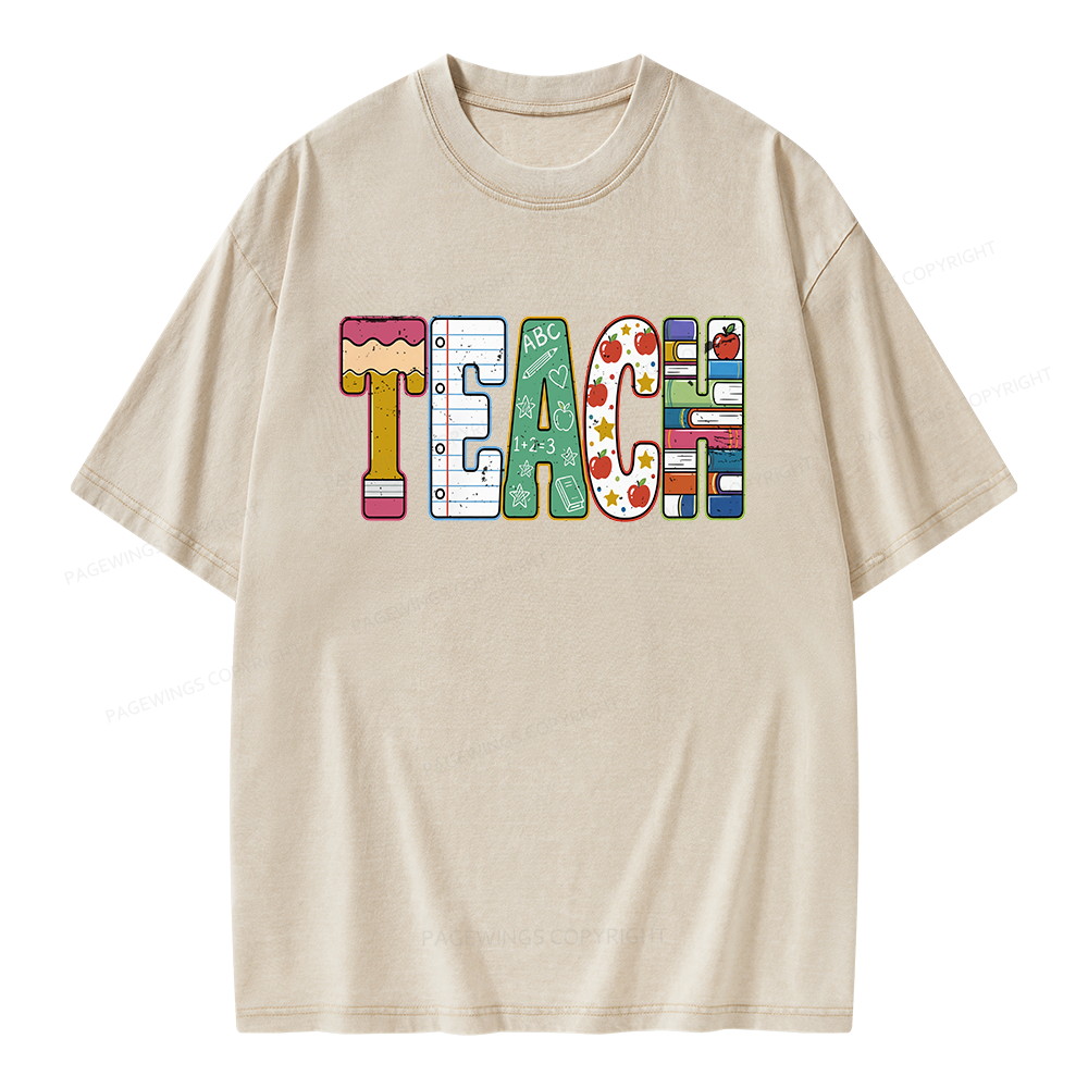 Pagewings Back to School Unisex Washed T-shirt