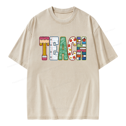 Pagewings Back to School Unisex Washed T-shirt