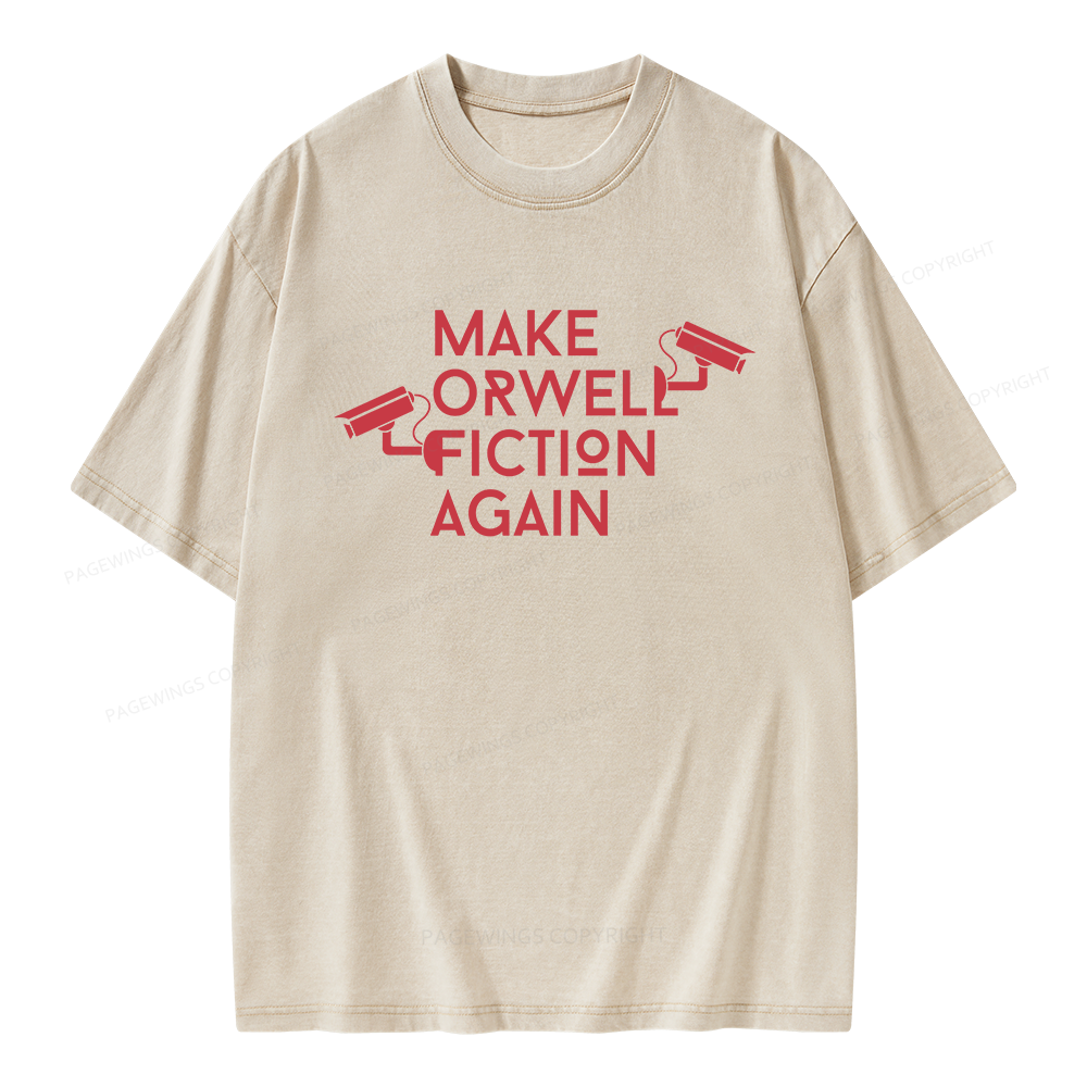Pagewings Make Orwell Fiction Again Unisex Washed T-shirt
