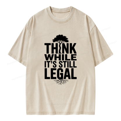 Pagewings Think While It's Still Legal Unisex Washed T-shirt