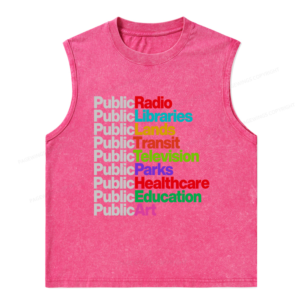 Pagewings Public Libraries Unisex Washed Tank Top