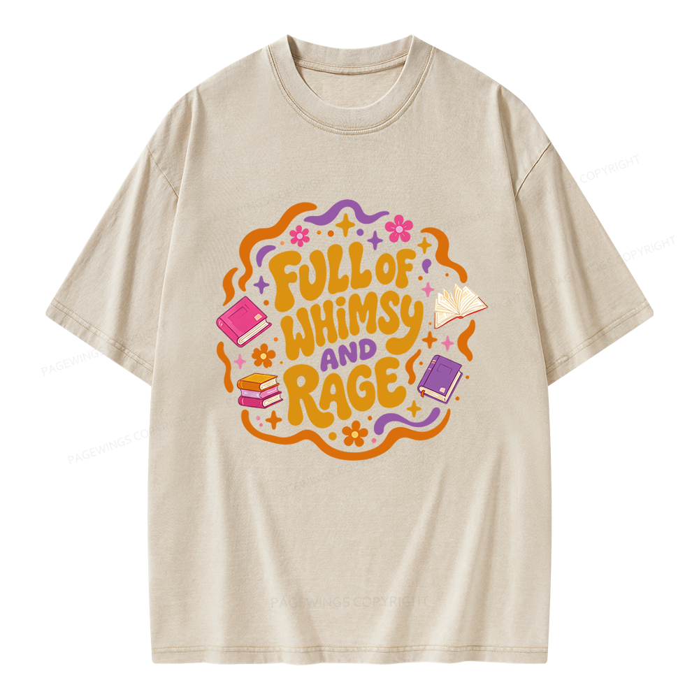 Pagewing Full Of Whimsy And Rage Unisex Washed T-shirt