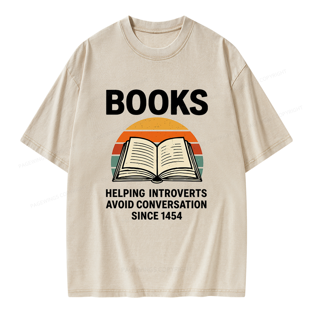 Pagewing Books Helping Introverts Avoid Conversation Unisex Washed T-shirt
