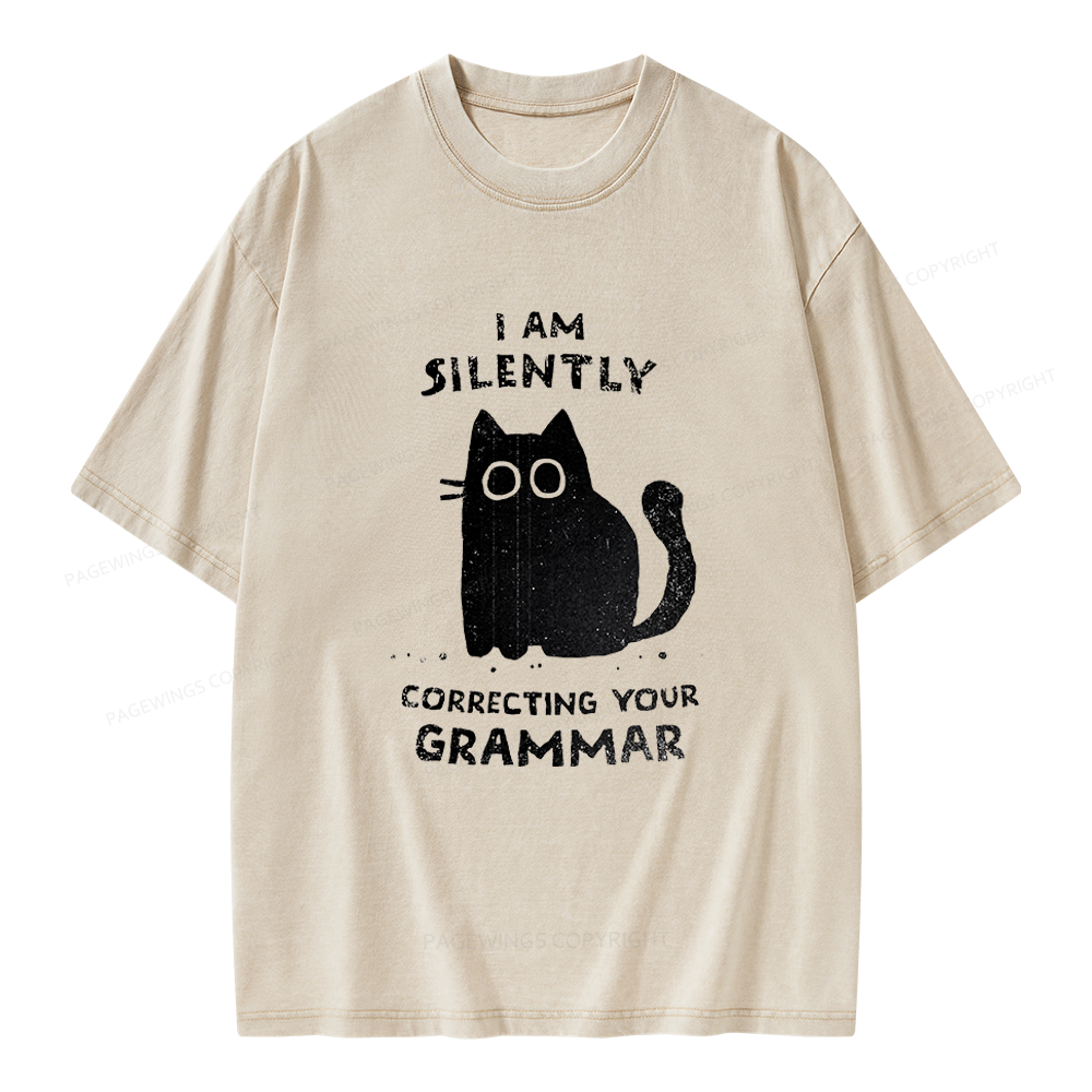 Pagewing Silently Correcting Your Grammar Unisex Washed T-shirt