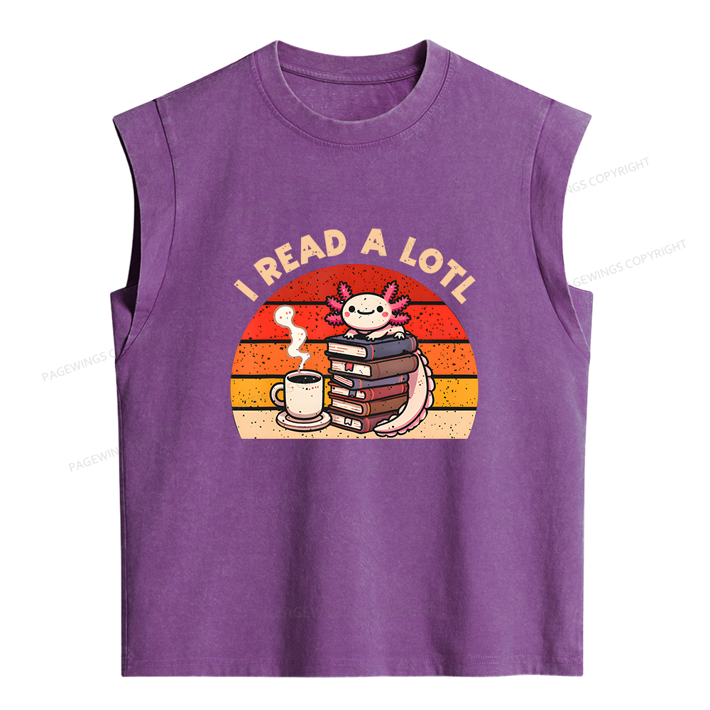 Pagewing I Read A Lotl Axolotl Reading Women's Washed Tank Top