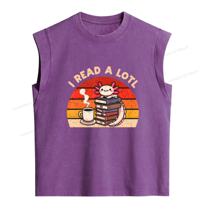 Pagewing I Read A Lotl Axolotl Reading Women's Washed Tank Top