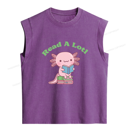 Pagewing Cute Read A Lotl Like An Axolotl Book Lover Women's Washed Tank Top