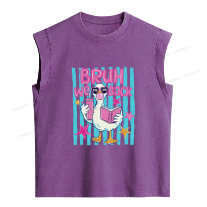Pagewing Bruh We Back Teacher  Women's Washed Tank Top