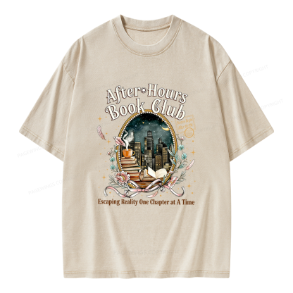 Pagewings After‑Hours Book Club Unisex Washed T-shirt
