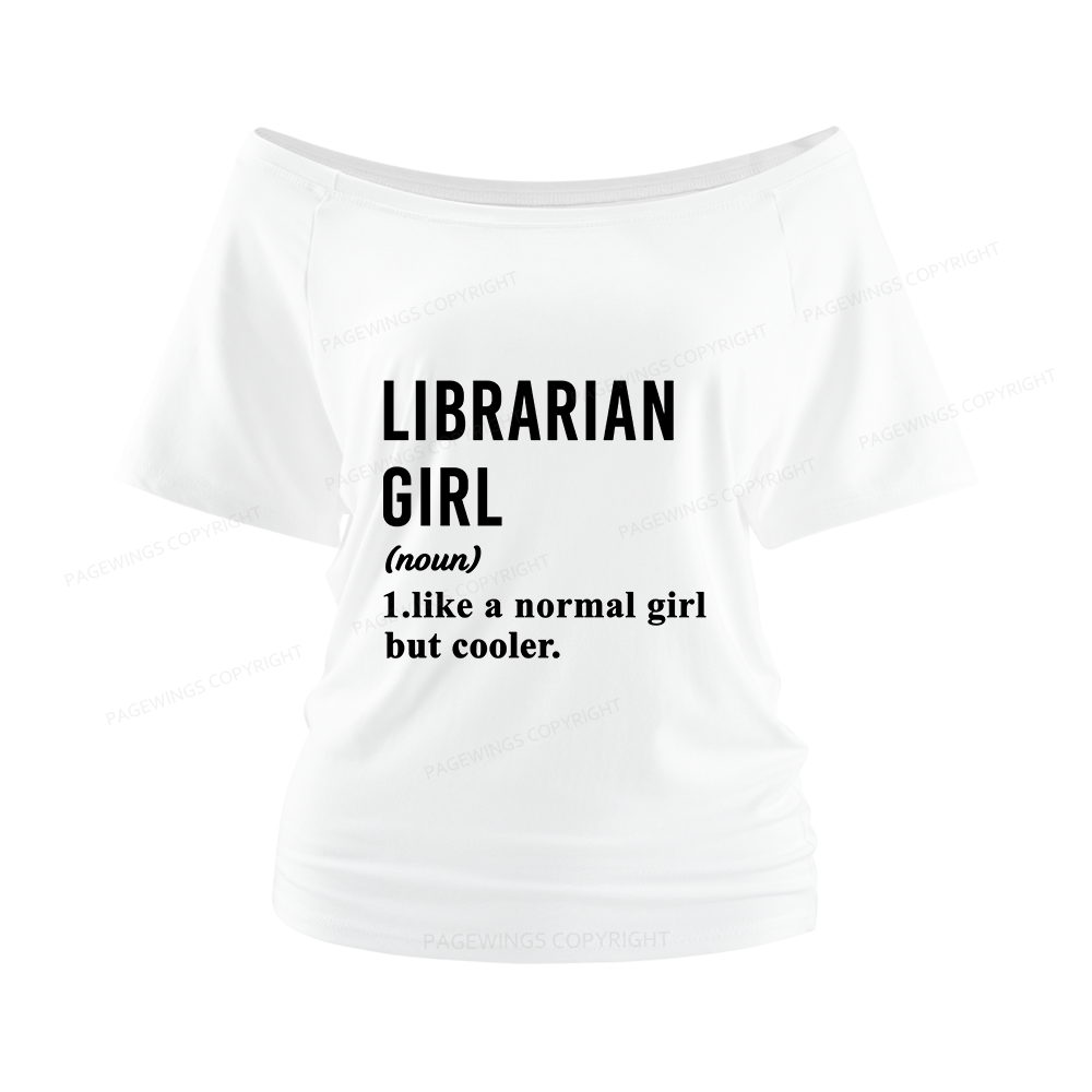 Pagewings Librarian Girl Women Off Shoulder T-shirts