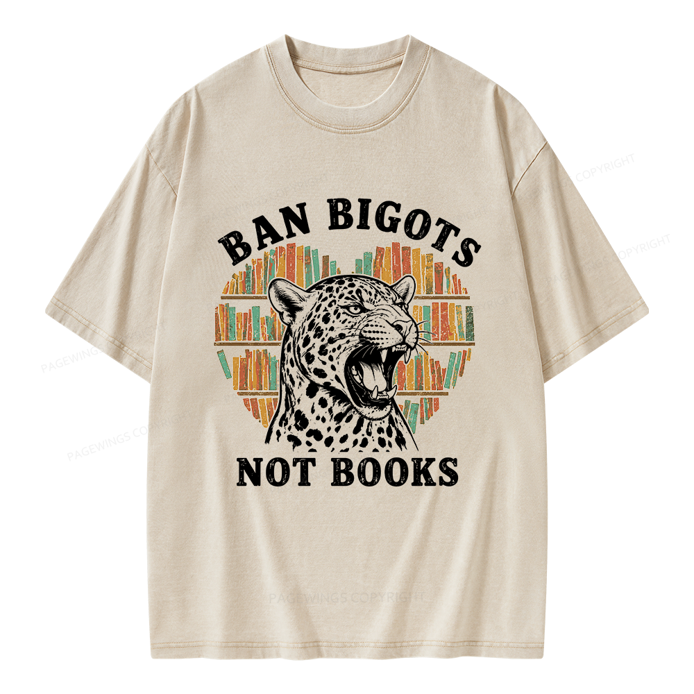 Pagewing Ban Bigots Not Books Unisex Washed T-shirt
