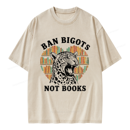 Pagewing Ban Bigots Not Books Unisex Washed T-shirt