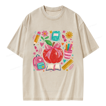 Pagewing Trendy Back to School Unisex Washed T-shirt