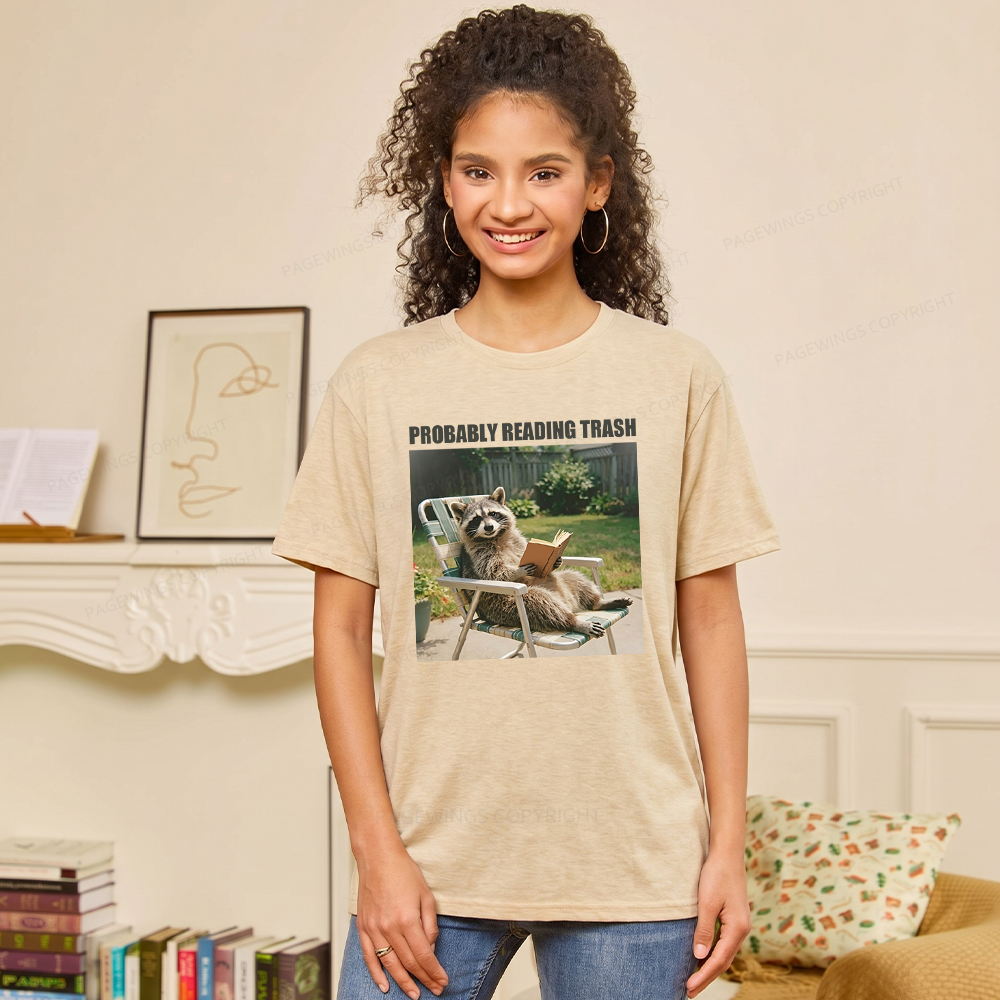 Pagewings Soft Probably Reading Trash Unisex Heather T-Shirt