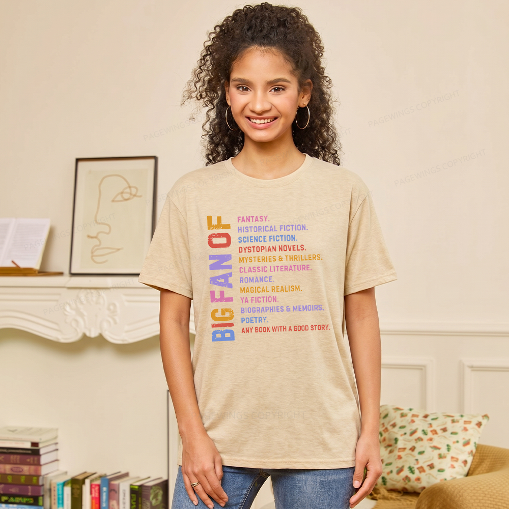 Pagewings Soft Big Fan of Books Unisex Heather T-Shirt
