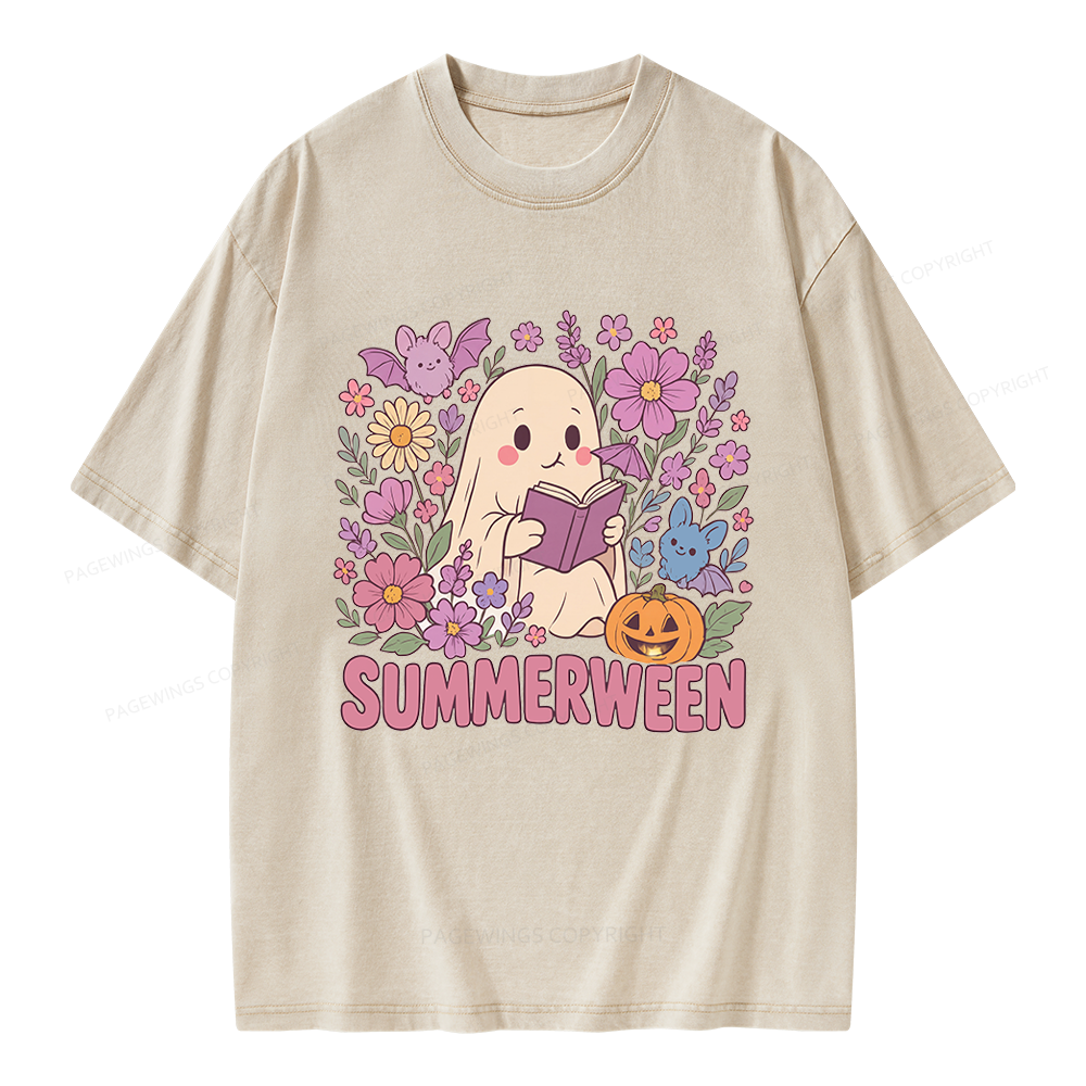 Pagewing Ghost Summerween Unisex Washed T-shirt