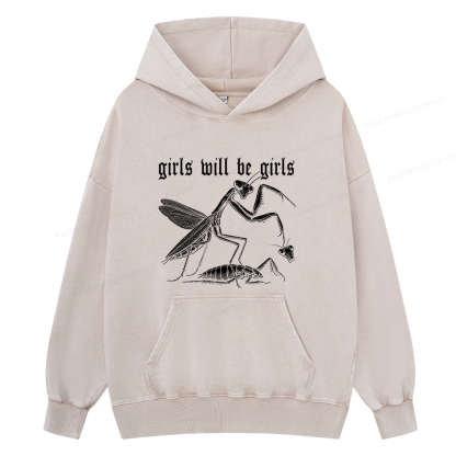 Pagewings Girls Will Be Girls Unisex Washed Hoodie