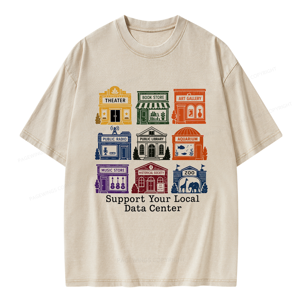 Pagewing Support Your Local Data Center Unisex Washed T-shirt