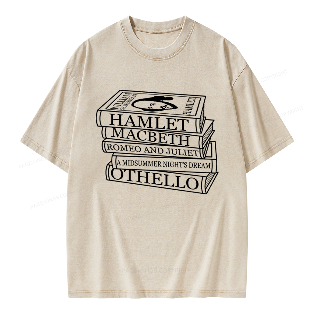 Pagewings Shakespeare Best Books Unisex Washed T-shirt