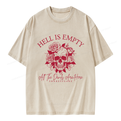 Pagewing Hell Is Empty And All The Devils Are Here Unisex Washed T-shirt