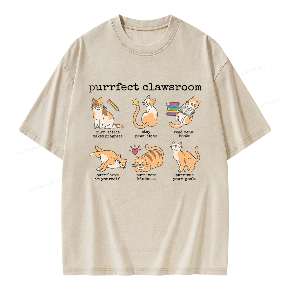 Pagewing Cat Lover Unisex Washed T-shirt