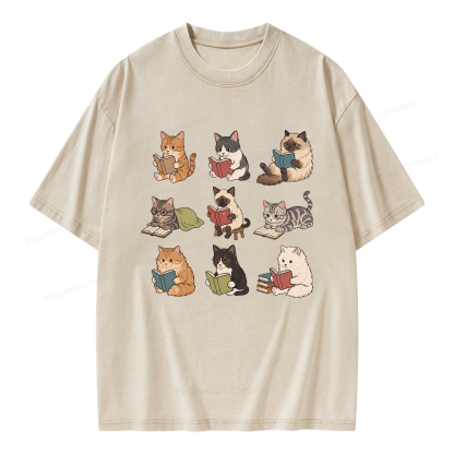 Pagewing Bookish Cat Unisex Washed T-shirt