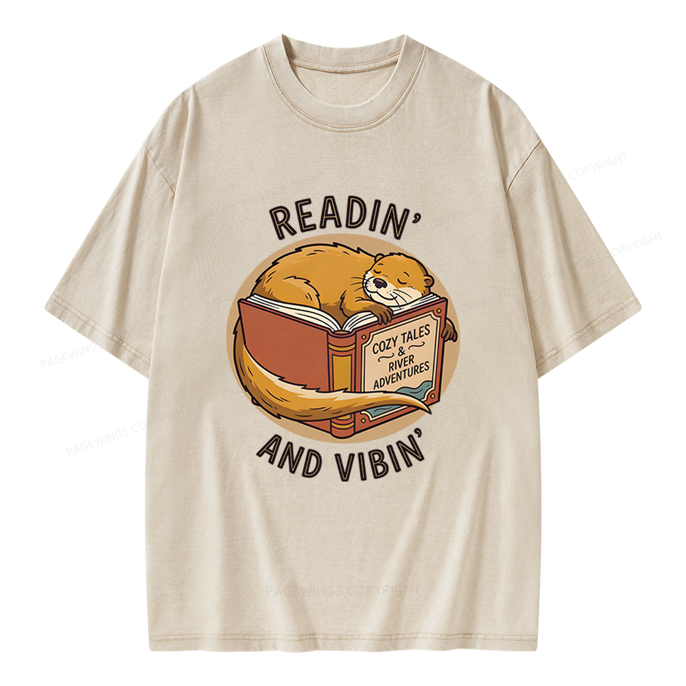 Pagewings Readin' And Vibin' Unisex Washed T-shirt