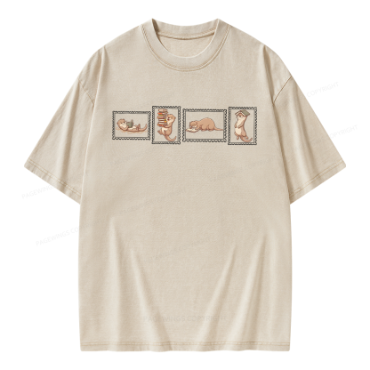 Pagewing Otter Reading Unisex Washed T-shirt
