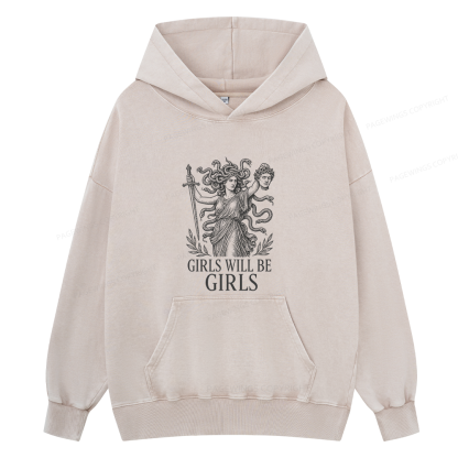 Pagewings Girls Will Be Girls Unisex Washed Hoodie