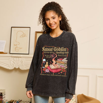 Pagewings Smut Goblin Dark Romance Unisex Washed Long Sleeve T-shirt