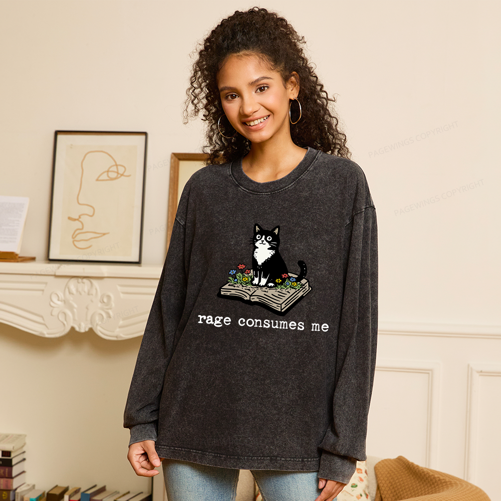 Pagewings Rage Consumes Me Unisex Washed Long Sleeve T-shirt