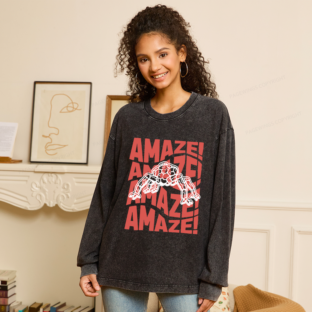 Pagewings Read Sci-Fi Unisex Washed Long Sleeve T-shirt