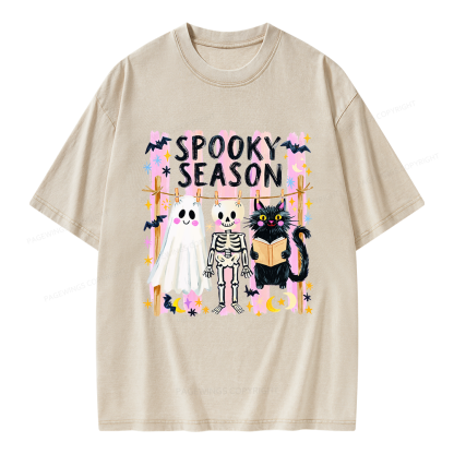 Pagewing Preppy Spooky Season Unisex Washed T-shirt