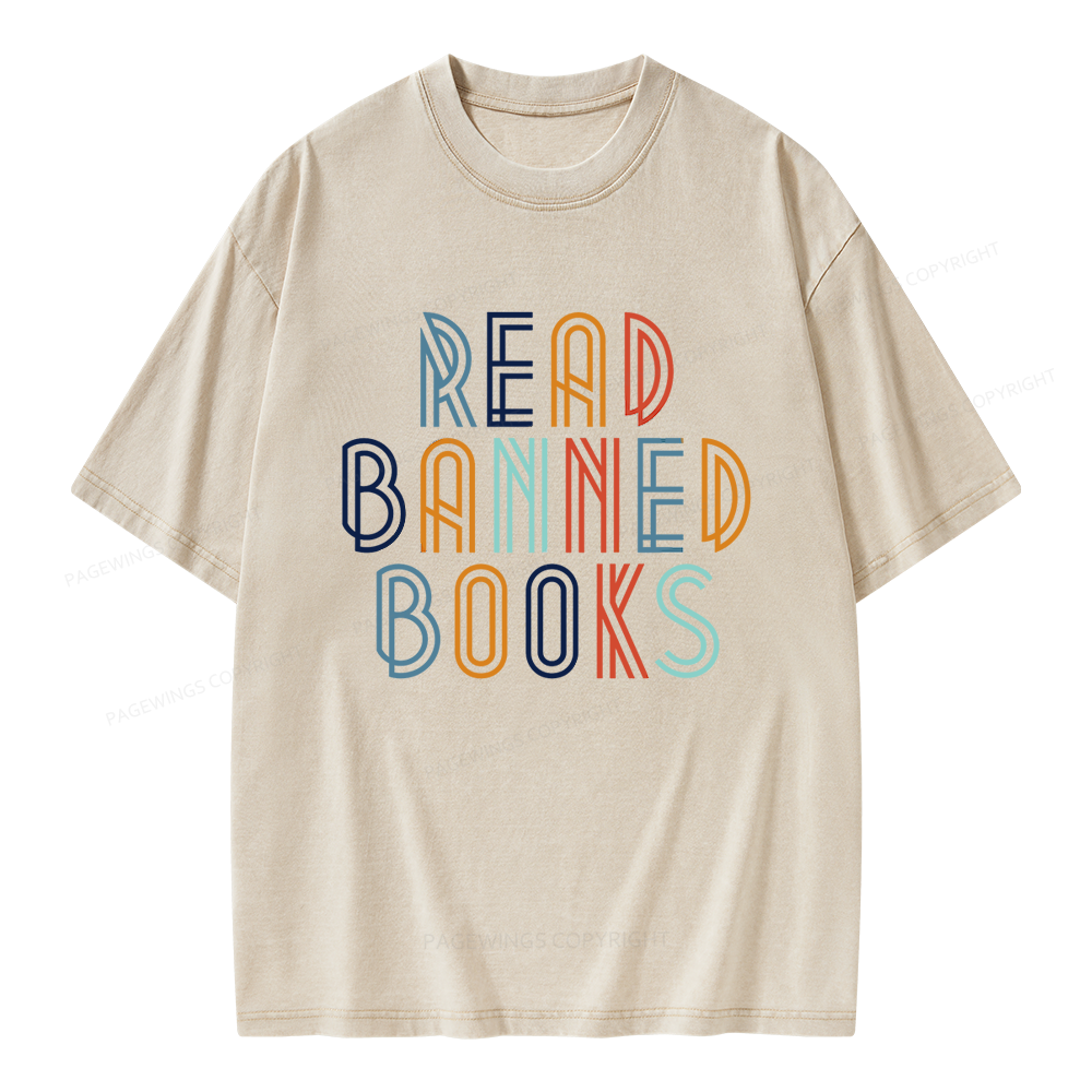 Pagewing Read Banned Books Unisex Washed T-shirt