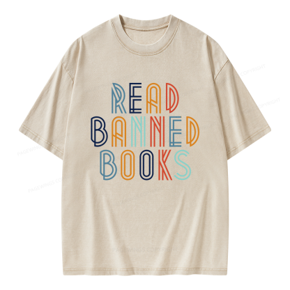 Pagewing Read Banned Books Unisex Washed T-shirt